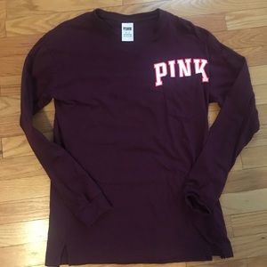 XS VS Pink  long sleeve shirt burgundy color
